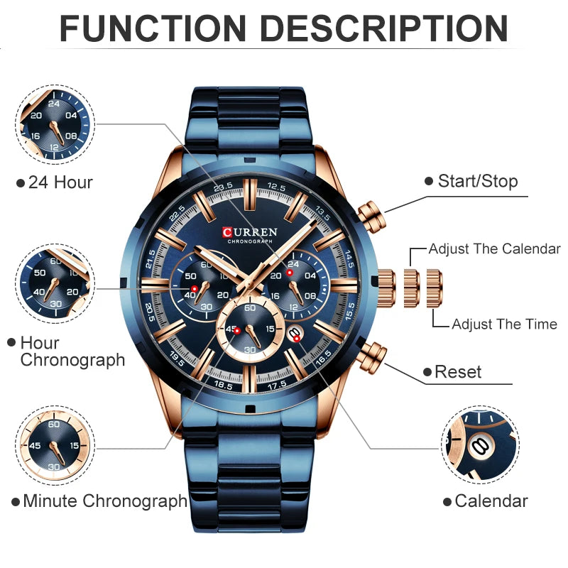 LivinginHiding™ CURREN Luxury Sports Quartz Relogio Masculino Men Watch