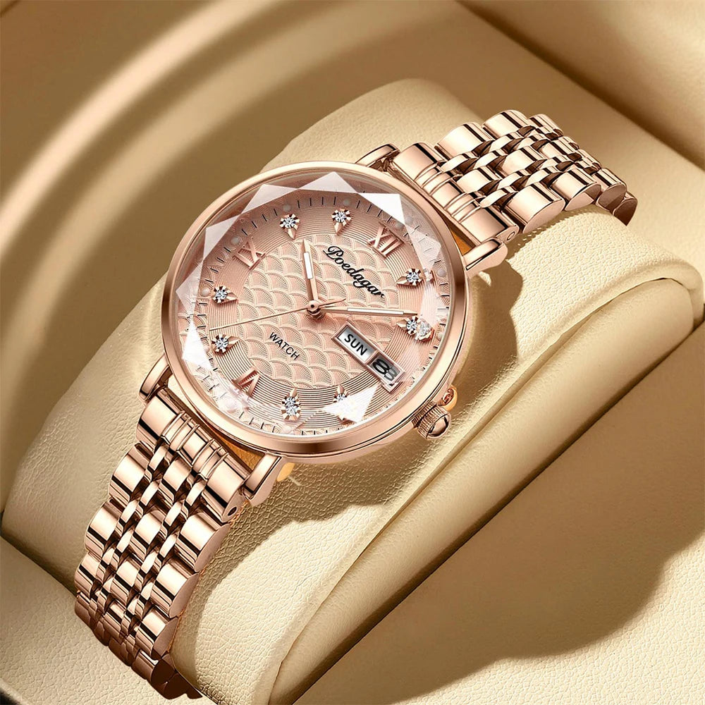 LivinginHiding™ POEDAGAR Luxury Bracelet Simple Rose Gold Ladies Watches