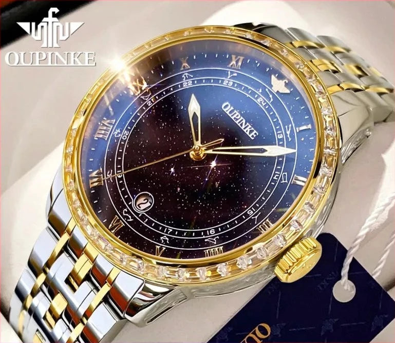 LivinginHiding™ OUPINKE Original Automatic Star Diamond Design Luminous Wristwatch Montre Homme