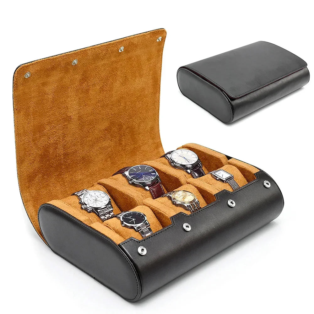 LivinginHiging™ Watch Roll Travel Case Organizer Display (6 Slots)