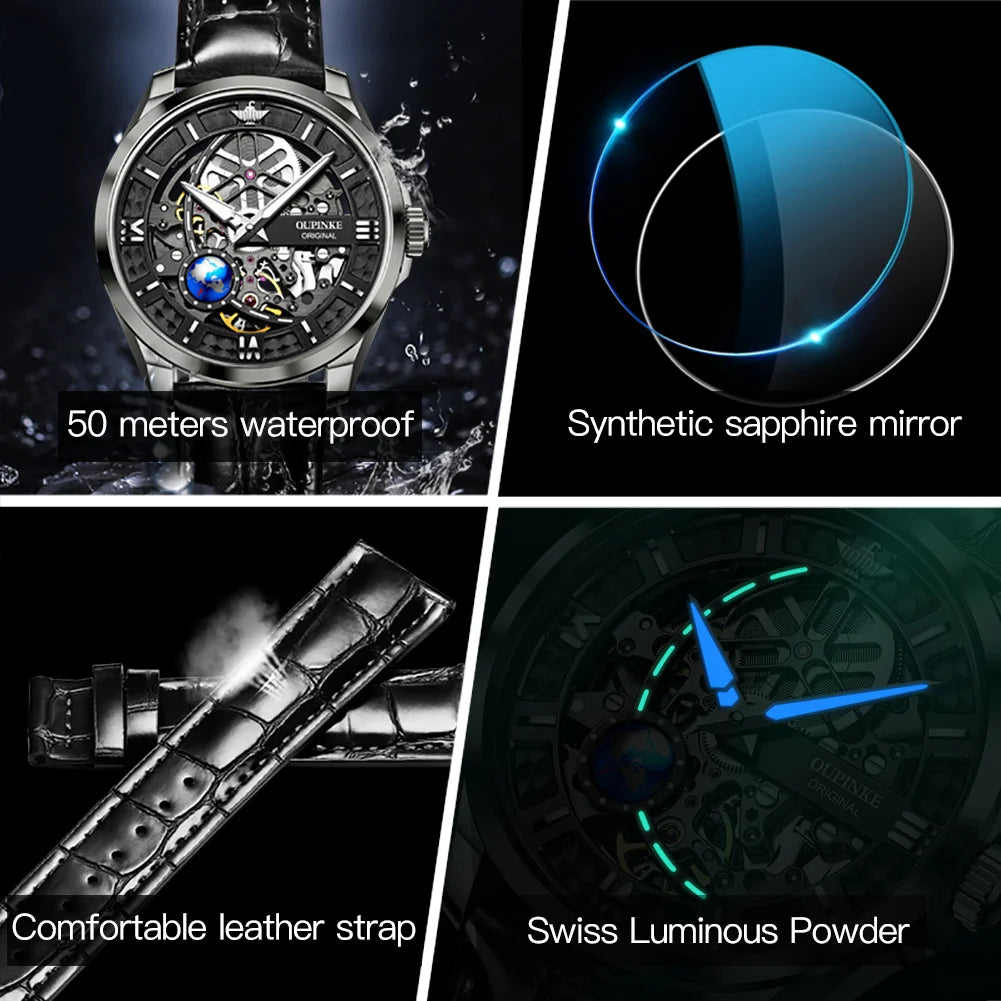 LivinginHiding™ OUPINKE Luxury Automatic Mechanical Watch for Man 3D Vision Rotationg