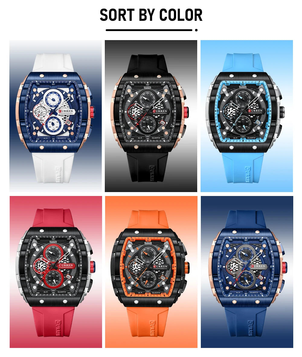 LivinginHiding™ CURREN Luxury Square Quartz Chronograph Wristwatch for Men