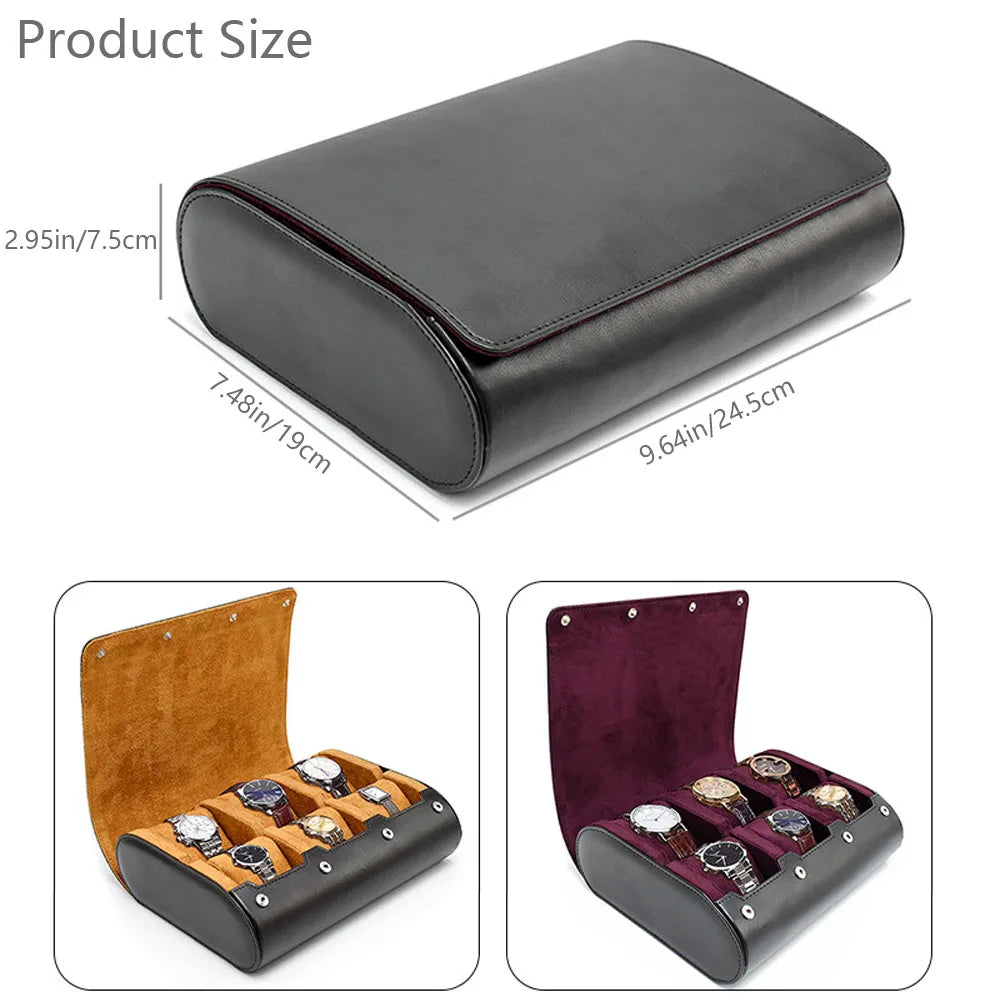 LivinginHiging™ Watch Roll Travel Case Organizer Display (6 Slots)