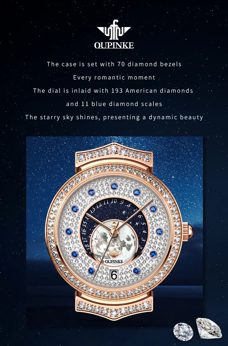 LivinginHiding™ OUPINKE Starry Sky Full Diamond Wristwatch for Women