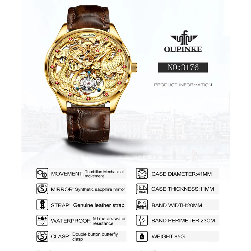 LivinginHiding™ OUPINKE Tourbillon Luxury Business WristWatch For Men