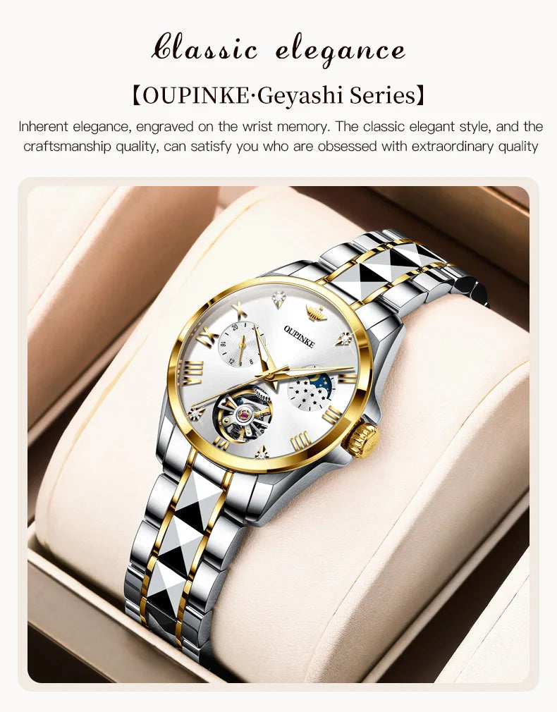 LivinginHiding™ OUPINKE Moon Phase Mechanical Wristwatch for Women