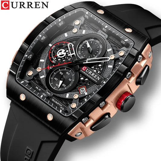 LivinginHiding™ CURREN Luxury Square Quartz Chronograph Wristwatch for Men