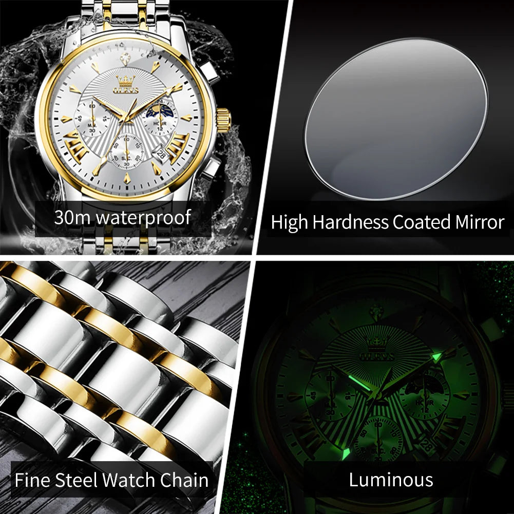 LivinginHiding™ OLEVS Luxury Quartz Chronograph Men's Wristwatch