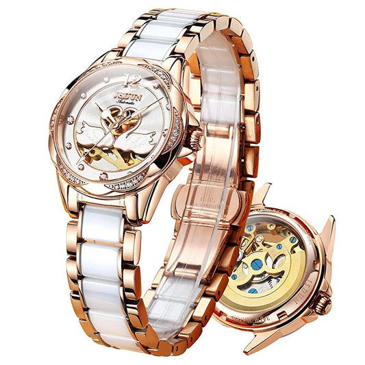 LivinginHiding™ Luxury Love Swan Design Skeleton Ladies Wristwatch