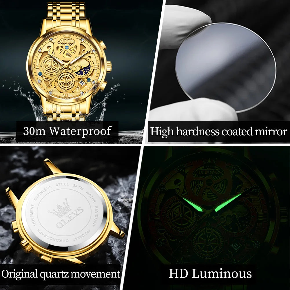 LivinginHiding™ OLEVS Luxury Original Quartz Watch for Man