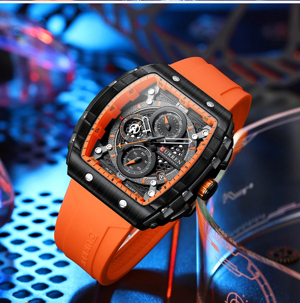 LivinginHiding™ CURREN Luxury Square Quartz Chronograph Wristwatch for Men