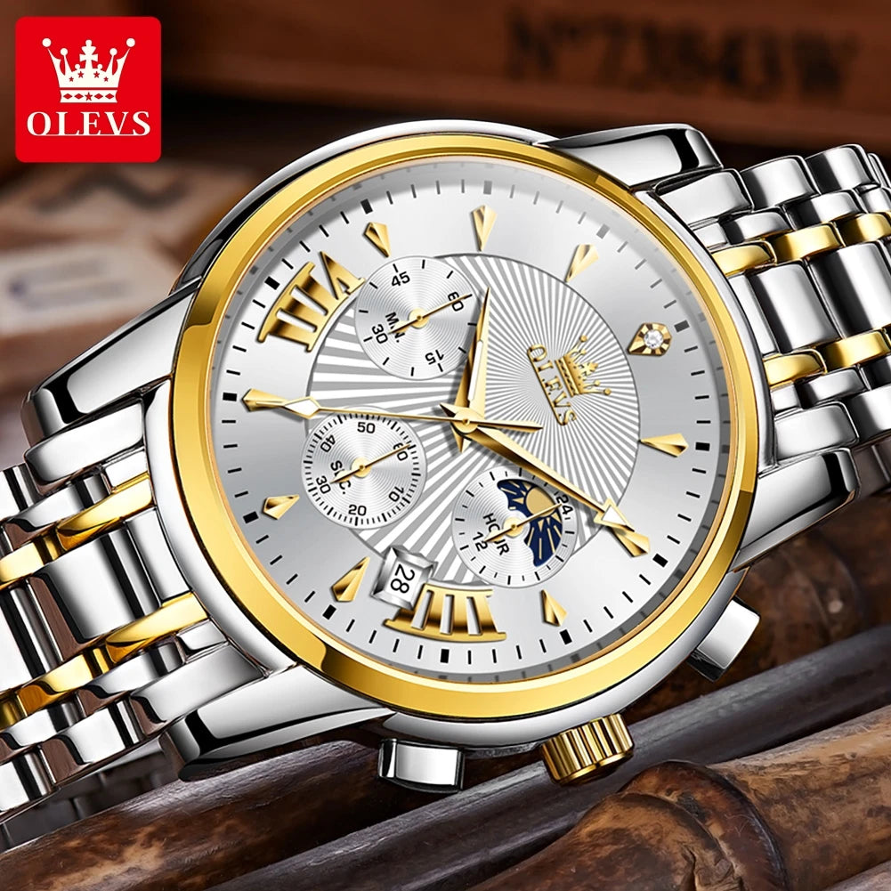 LivinginHiding™ OLEVS Luxury Quartz Chronograph Men's Wristwatch