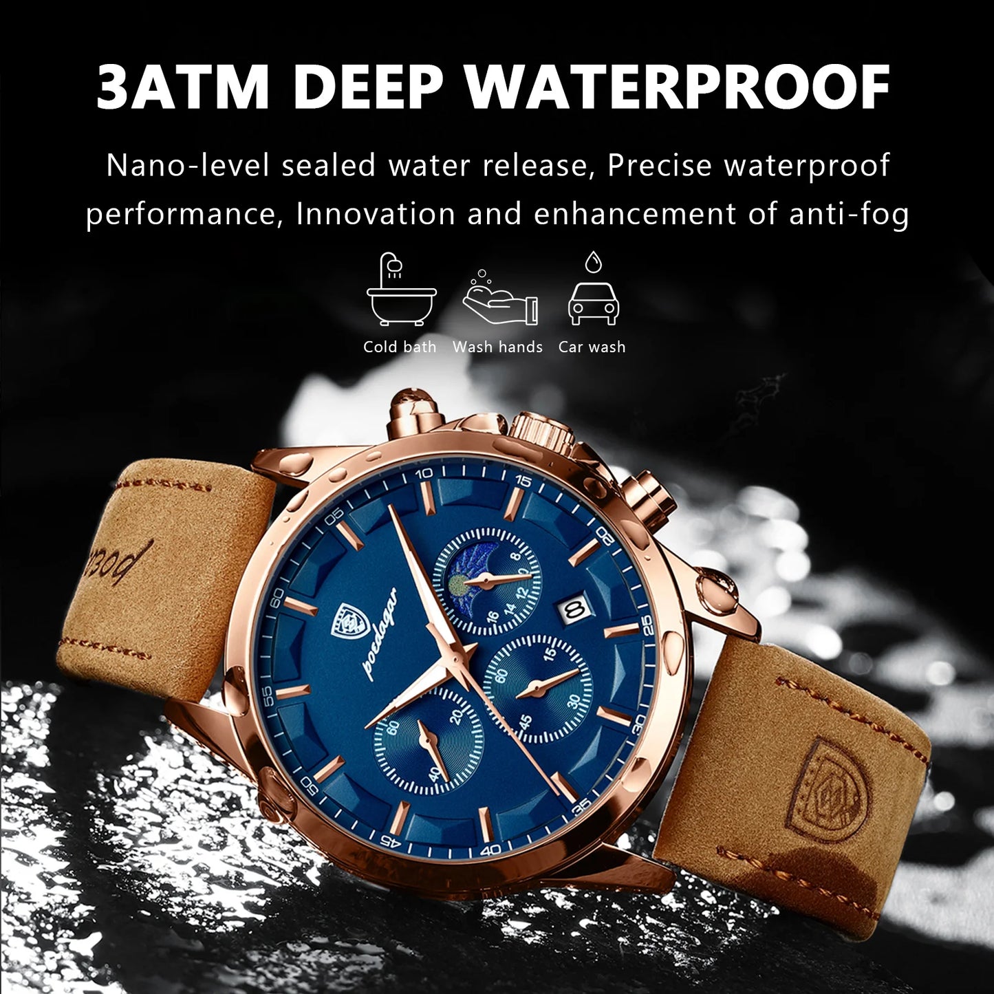 LivinginHiding™ POEDAGAR Luxury Business Leather Men's Watch