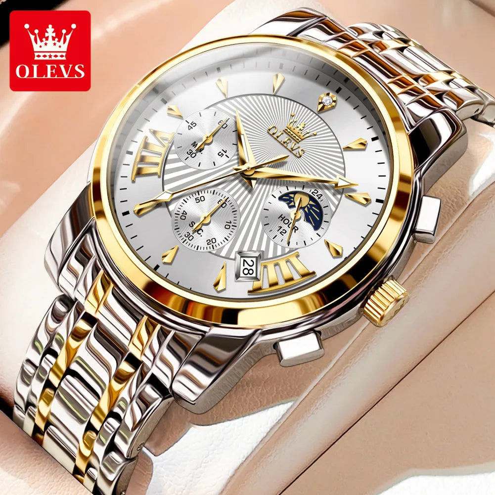 LivinginHiding™ OLEVS Luxury Quartz Chronograph Men's Wristwatch